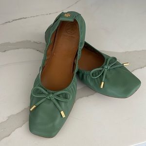 Tory Burch Green Ballet Flats